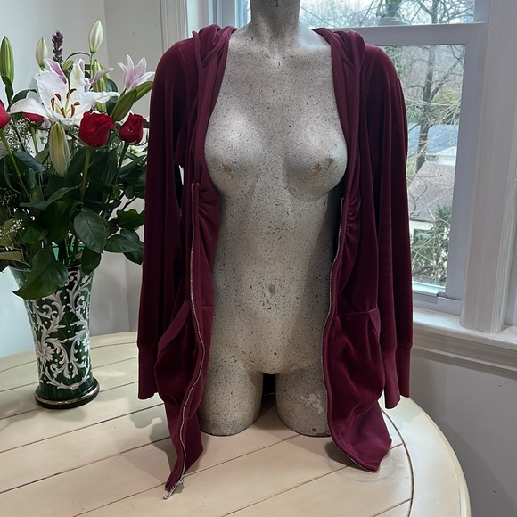 Burgundy wine longline juicy jacket special version front ruching XL - Picture 3 of 7